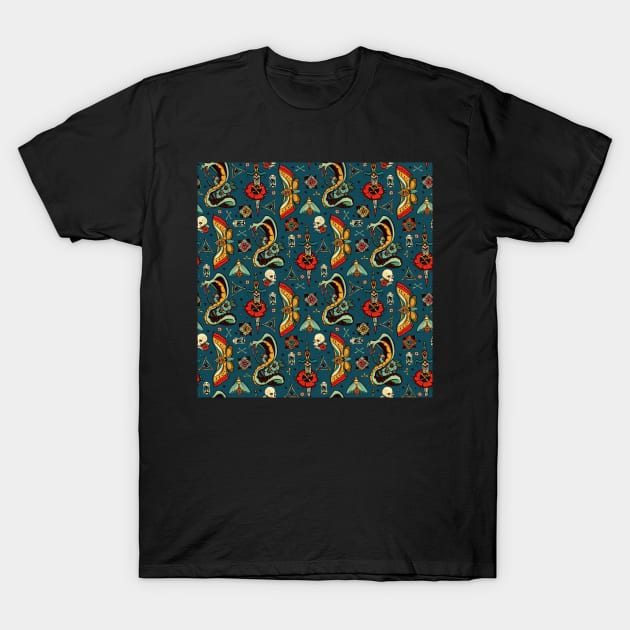 Blue Bold Eyes Pattern T-Shirt by IrenesGoodies